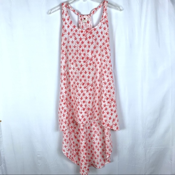 one clothing Tops - One Clothing women sheer white tank orange stars M